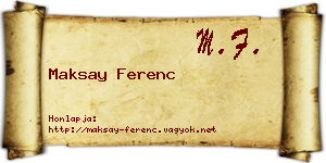 Maksay Ferenc névjegykártya