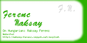 ferenc maksay business card